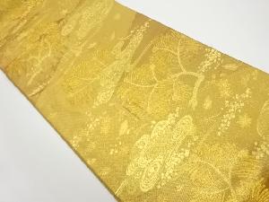 枝葉に流水模様織出し袋帯